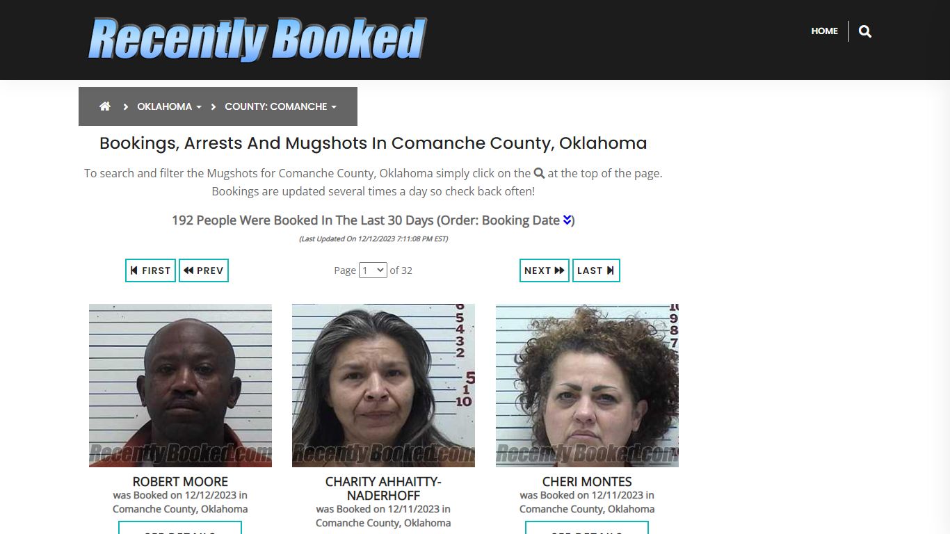 Bookings, Arrests and Mugshots in Comanche County, Oklahoma